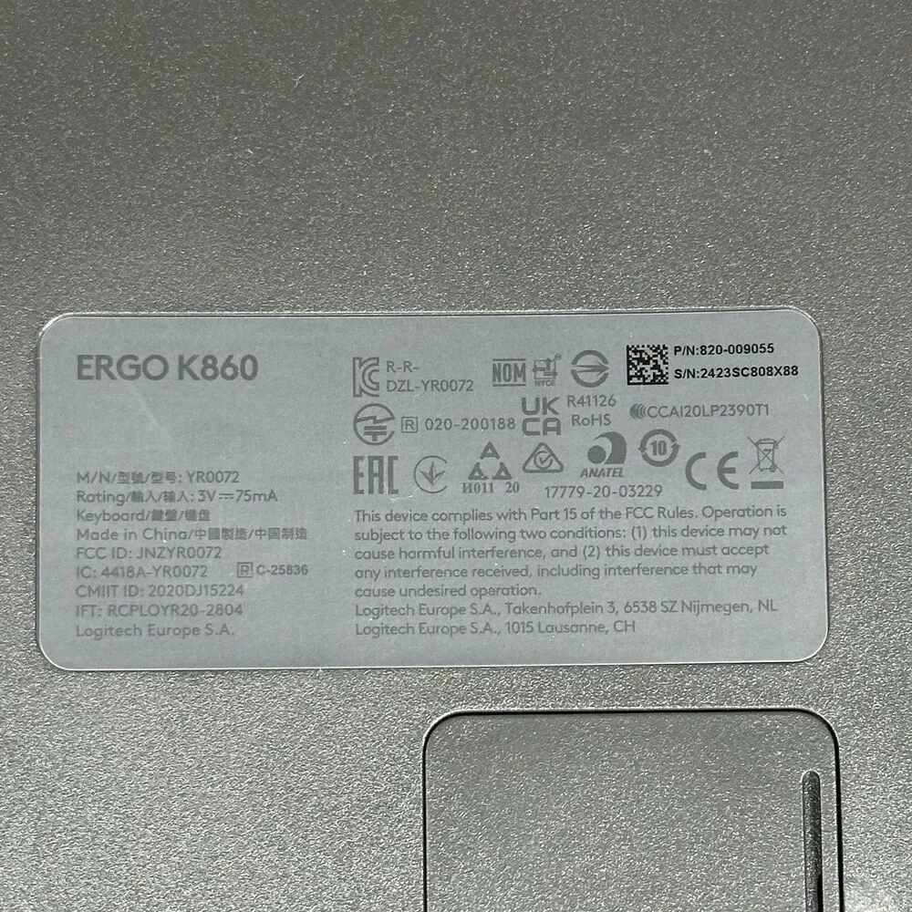 Logitech ERGO K860 Wireless Ergonomic Split Keyboard Bluetooth With usb Dongle